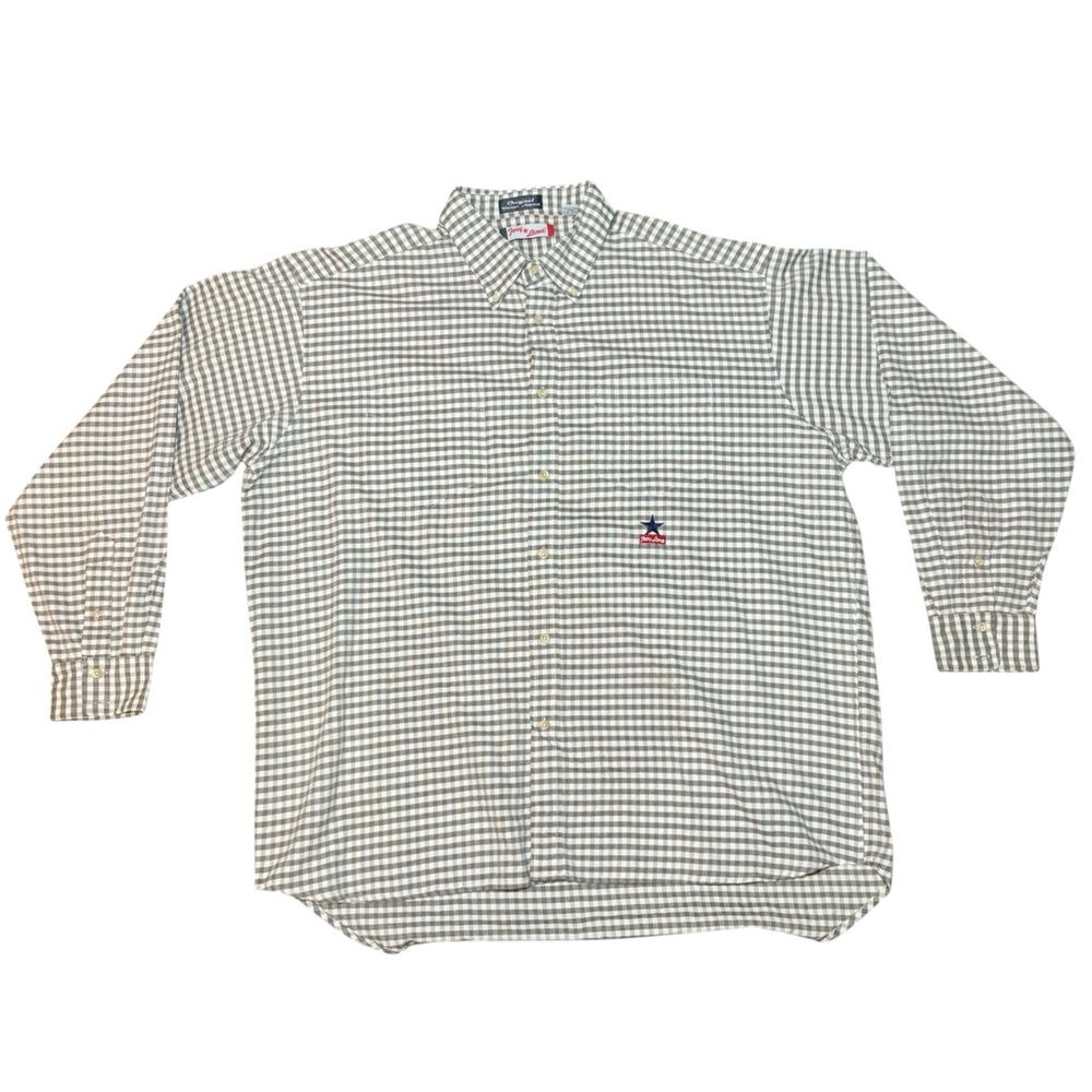 Tony Lama Button Down Shirt Tan Checkered  XXL Soft Cotton Western Cowboy 2X 3X